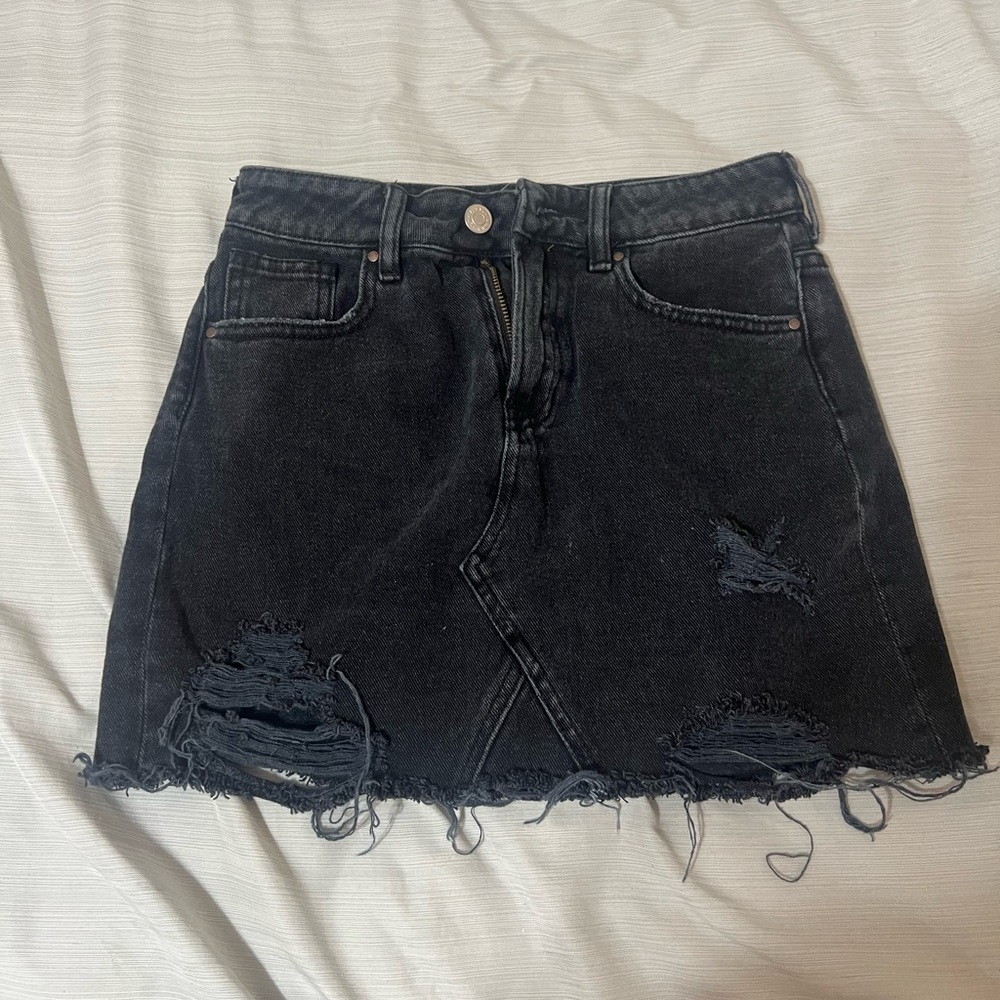 PacSun Black Mini Skirt with Distressed Details